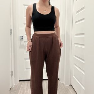 Set active chocolate brown waffle knit Lounge pants